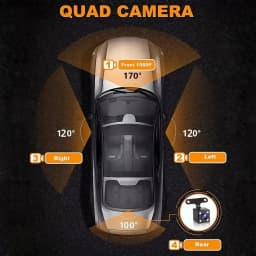 4 Lens Dash Cam 1080P Full HD 360 All Around View Car DVR 3 16 Inch IPS Screen Dashboard Camera Super Night Vision G Sensor Loop Recording Support Laptop Connection Professional Vehicle Driving Recorder Complete Interior Exterior Safety
