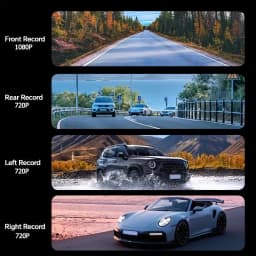 4 Lens Dash Cam 1080P Full HD 360 All Around View Car DVR 3 16 Inch IPS Screen Dashboard Camera Super Night Vision G Sensor Loop Recording Support Laptop Connection Professional Vehicle Driving Recorder Complete Interior Exterior Safety