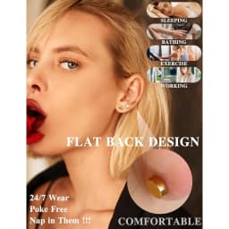 15Pairs Small Hypoallergenic Flat Back Stud Earrings for Women Men 14K Gold Plated Surgical Stainless Steel Earring Sets Tiny Screw Back Cartilage Earrings for Sensitive Ears