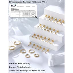 15Pairs Small Hypoallergenic Flat Back Stud Earrings for Women Men 14K Gold Plated Surgical Stainless Steel Earring Sets Tiny Screw Back Cartilage Earrings for Sensitive Ears