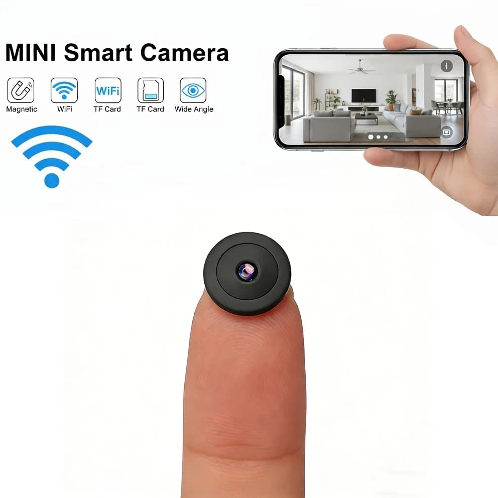 Ultra HD mini Camera, Wireless Home Monitor, Plug-Free WiFi mini Cam for Remote Phone Viewing in Cars and for Pets, Portable 360° Panoramic Security Camera with Motion Detection and Night Vision for Indoor and Outdoor Use at Homes and Offices