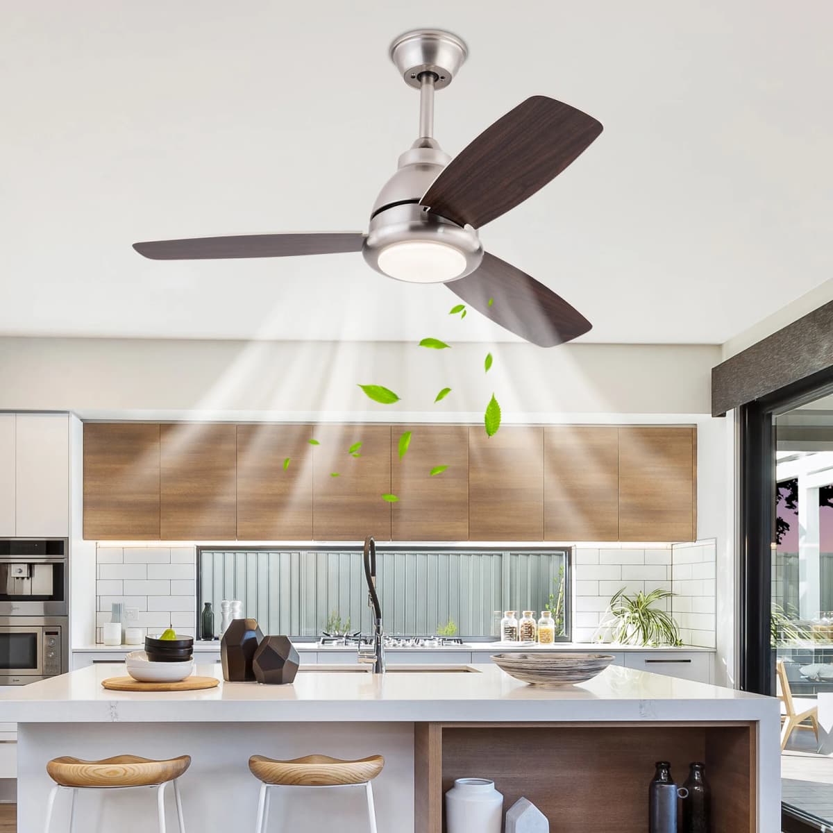 Ceiling Fan Light with Remote Control 3 Fan Blades Ceiling Fan Light Modern LED Ceiling Fan Light 35dB Ceiling Mounted