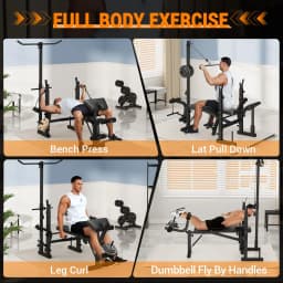 6-In-1 Foldable Weight Bench with Leg Extension & Preacher Curl, Adjustable Bench Press Station for Home Gym, 600LB Capacity, Compact Strength Training Bench for Dumbbell & Barbell Workouts