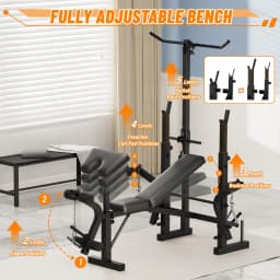 6-In-1 Foldable Weight Bench with Leg Extension & Preacher Curl, Adjustable Bench Press Station for Home Gym, 600LB Capacity, Compact Strength Training Bench for Dumbbell & Barbell Workouts