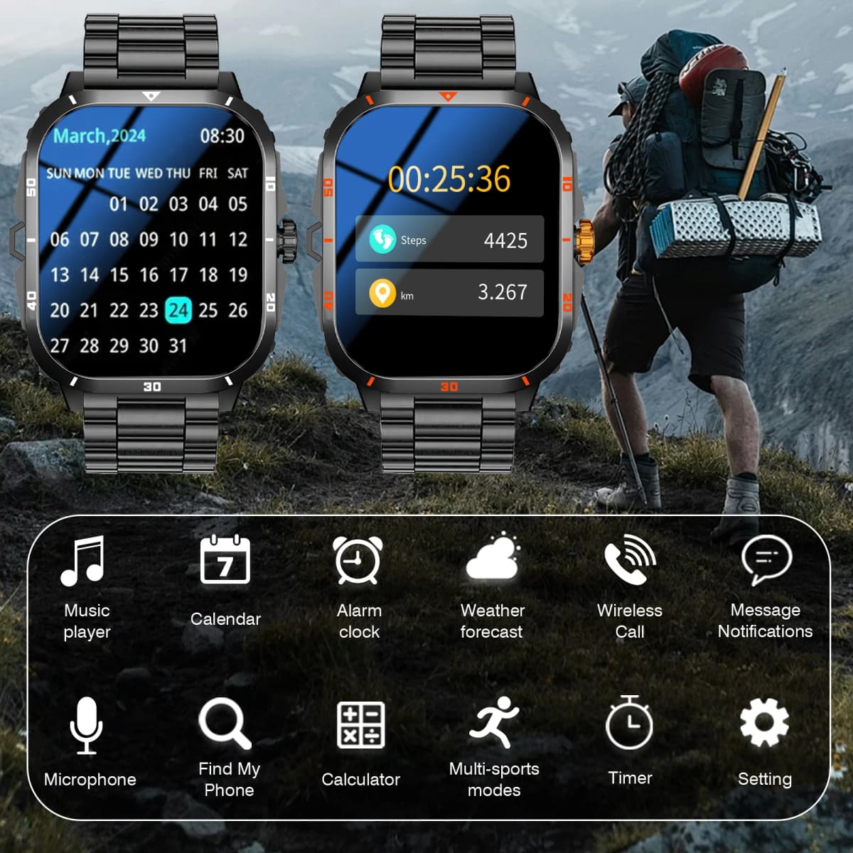 New Full-Touch High-Definition Men'S and Women'S Sports Smartwatch Features ,Wireless Dialing, Answering Calls, Motion Tracking, Music Control. Suitable for Android & Iphone,Christmas/New Year/Birthday Watch Gifts