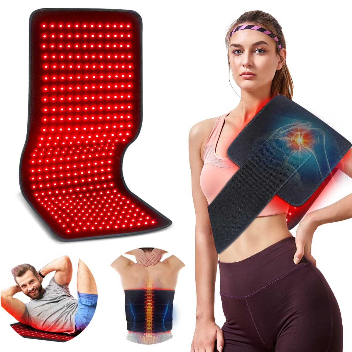 Updated Red Light Therapy Heating Pad for Body Device Cushion Mat Waist Back Shoulder Muscle Pain Relief Relax Infrared Light