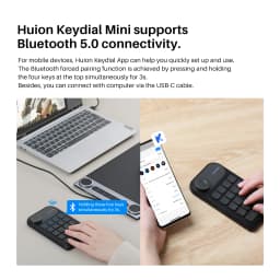 Huion K20 Keydial mini Keyboard for Drawing Tablet, PC and Phone, 18 Keys Keyboard + Dial Controller, Upgraded Version