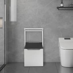 Foldable Wall-Mounted Shower Seat for Elderly Disabled Pregnant Women, 150kg/330.7lbs Load Capacity, Anti-Slip Padded Handrail, Space-Saving Bathroom Bench with Slow-Close Mechanism, Silver Aluminum
