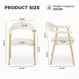 MCQ Ergonomic Backrest Office Chair Set of 2 Modern Linen Fabric Upholstered Side Chairs with Curved Backrest Metal Frame Chairs