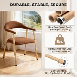 MCQ Ergonomic Backrest Office Chair Set of 2 Modern Linen Fabric Upholstered Side Chairs with Curved Backrest Metal Frame Chairs