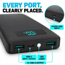 12W PD Charge Powerbank 10000mAh Thin Portable Charger Type C USB C External Battery Backup Power Supply with LED Display for Travel Camping Fits iPhone 17 16 15 14 Plus Pro Max Samsung Galaxy S26 S25 Ultra S24 Google Pixel 9 8 Pro