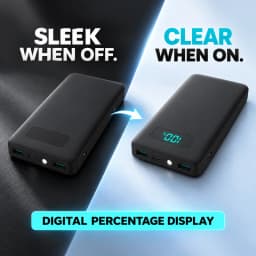 12W PD Charge Powerbank 10000mAh Thin Portable Charger Type C USB C External Battery Backup Power Supply with LED Display for Travel Camping Fits iPhone 17 16 15 14 Plus Pro Max Samsung Galaxy S26 S25 Ultra S24 Google Pixel 9 8 Pro