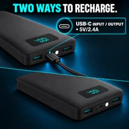 12W PD Charge Powerbank 10000mAh Thin Portable Charger Type C USB C External Battery Backup Power Supply with LED Display for Travel Camping Fits iPhone 17 16 15 14 Plus Pro Max Samsung Galaxy S26 S25 Ultra S24 Google Pixel 9 8 Pro