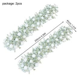 Angela A7672 Artificial White Rose Baby's Breath Flower Row Wedding Backdrop Floral Arrangement Decor Event Banquet Accessories
