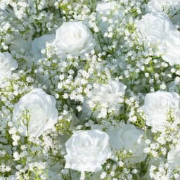 Angela A7672 Artificial White Rose Baby's Breath Flower Row Wedding Backdrop Floral Arrangement Decor Event Banquet Accessories