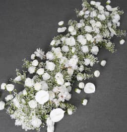 Angela A7672 Artificial White Rose Baby's Breath Flower Row Wedding Backdrop Floral Arrangement Decor Event Banquet Accessories