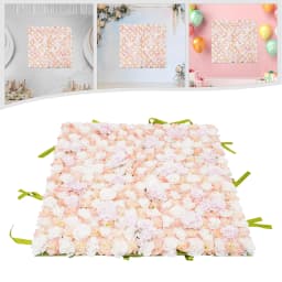 Artificial Flower Wall Panels 1*1m Flowers Wall Backdrop Silk Rose Flower Panels W/Straps for Wedding Photography Event Party Wall Decorations,Pink