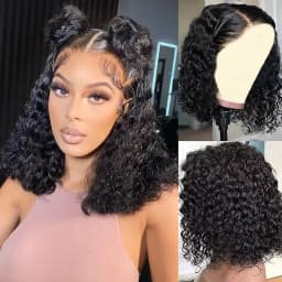Short Bob 180% Density 13x4 Lace Front Wigs Human Hair Deep Wave Bob Wig For Women Pre Plucked Water Curly Wave Wigs Hot Sale