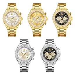 YaLaLuSi Men Women Fashion Watch, Waterproof Sports Bling Diamond Chronograph Wristwatch, Gold Band, Free Shipping