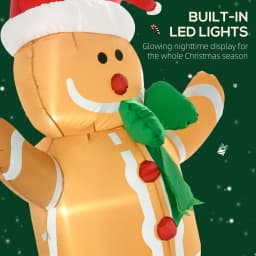 6ft Christmas Inflatable Gingerbread Man, Outdoor Blow-Up Yard Decoration with LED Lights Display