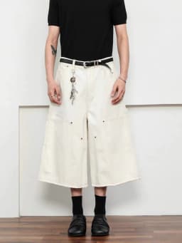 Men's White Baggy Wide Leg Carpenter Denim Jorts Frayed Raw Hem Y2K Street Style Casual Daily Going Out Loose Fit Streetwear Shorts
