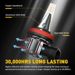 AUXITO 2Pcs 3000K Yellow H8 H11 H16(JP) H9 LED Fog Lights Fanless H10 5202 H16(EU) H27 880 9006 HB4 LED Fog Lamp DRL Car Driving Lamp 12V