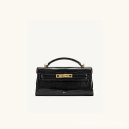 JW PEI Noor Mini Leather Top Handle Handbag Women's Crocodile Embossed Crossbody Purse Elegant Luxury Style Satchel Shoulder Bag