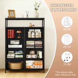 MCQ Living Room Wooden Top TV Stand 8 Fabric Drawers Cabinet with Charging Station Raised Shelf Storage Display Furniture