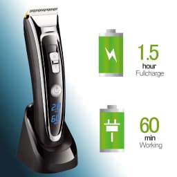 Surker LCD Ceramic Blade Hair Trimmer Low-Noise Electric Clipper Fast-Charging Shaver with Base - Precision Grooming Tool