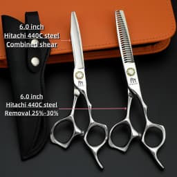 Professional Hairdressing Scissors,Hitahi 440C Steel Thinning Shears,Set of 6.0-6.5 Inches Hair Cutting Tools,Sharp and Durable