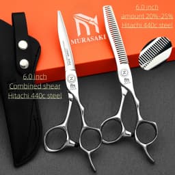 Professional Hairdressing Scissors,Hitahi 440C Steel Thinning Shears,Set of 6.0-6.5 Inches Hair Cutting Tools,Sharp and Durable