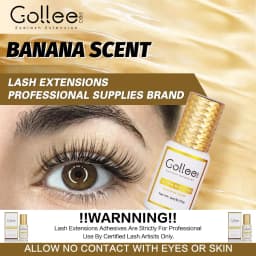 Gollee Banana Scent Eyelash Glue 1-2s Fast Drying Waterproof Glue Premade Fans Glue 5 Weeks Lasting Eyelash Extension Glue Salon