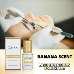 Gollee Banana Scent Eyelash Glue 1-2s Fast Drying Waterproof Glue Premade Fans Glue 5 Weeks Lasting Eyelash Extension Glue Salon