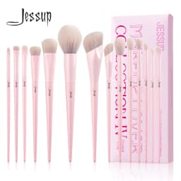 Jessup Pink Makeup Brushes Set 14pcs Make up Brushes Premium Vegan Foundation Blush Eyeshadow Liner Powder Blending Brush,T495