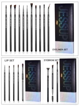 Jessup Lip Brushes Set, Pro Contour Different Lip Shapes, Synthetic, Small / Cat-Tongue / Flat / Round / Tapered-Tip Lip Liner B