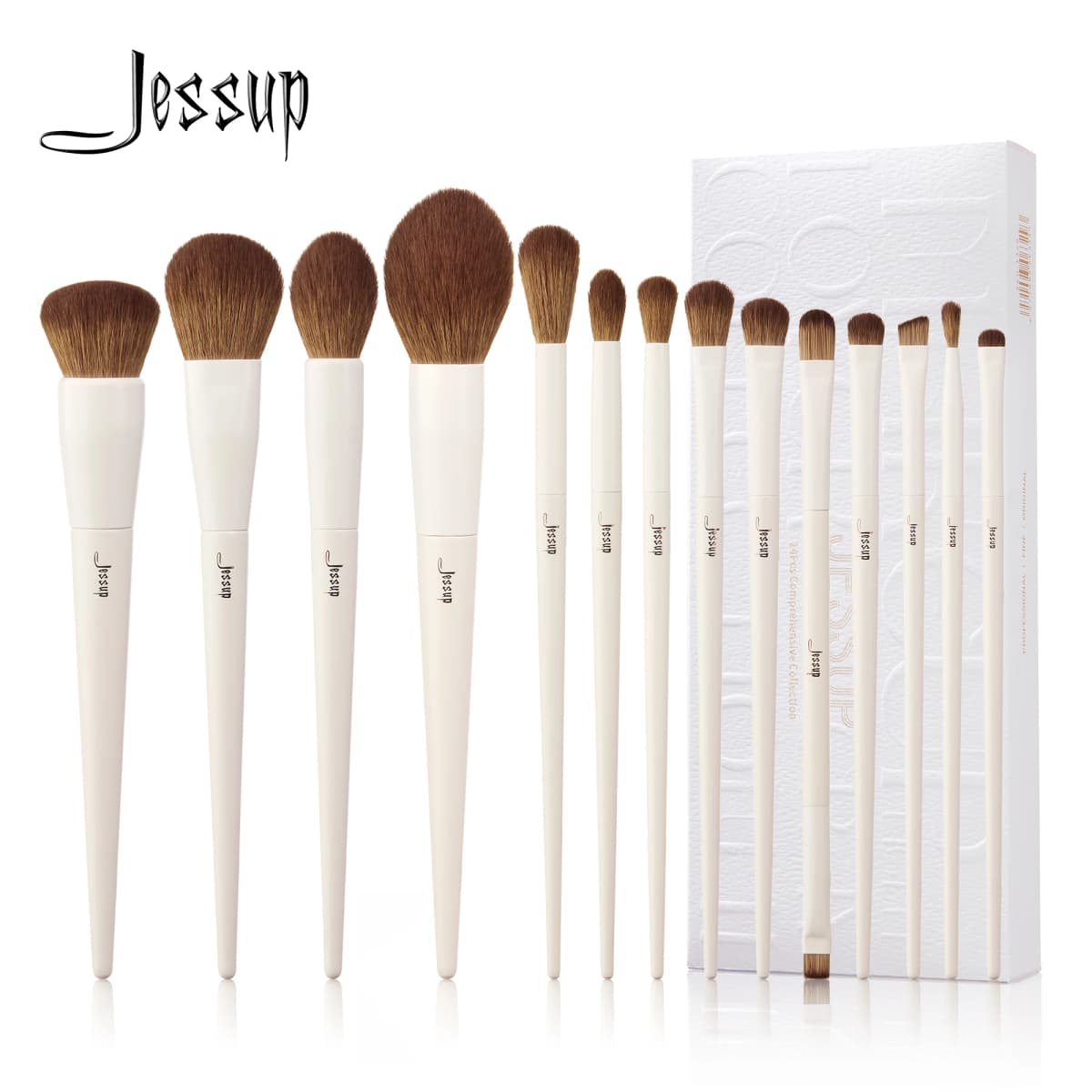 Jessup Makeup Brushes 14pc Makeup Brush Set Synthetic Foundation Brush Powder Contour Eyeshadow Liner Blending Highlight T329