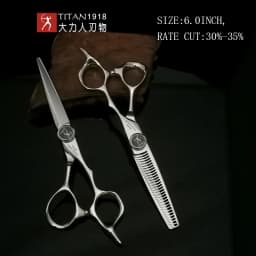 TITAN Professional Hairdresser Scissors Barber Scissors Hair Cutting Thinning Set of 5.5/6.0/6.5/7.0 Inch Japan 440C Steel