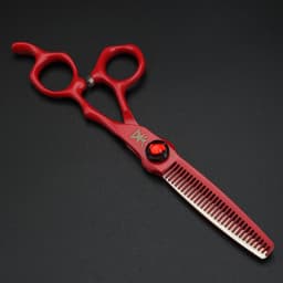 XUANFENG 6 inch Ruby Hair Scissors Barber's Completely Red Cutting Scissors and Thinning Scissors 440c
