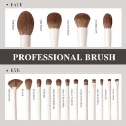 BEILI 15 PCS Makeup Brush Sets Beige Synthetic Hair Brush Foundation Contour Eyeshadow Eyeliner Blush Blending Highlight Brush