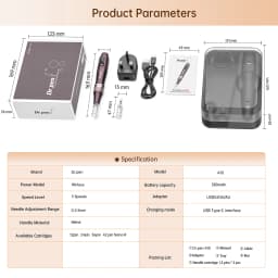 Original Dr Pen A10 Wireless With 2 Cartridges Microneedling Pen Needle length 0.25 mm