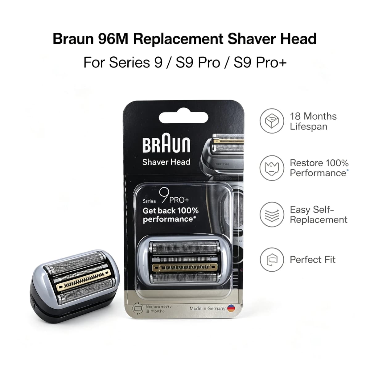Braun 96M Series 9 Pro+ Electric Shaver Shaving Head Replacement Shaver Part Compatible with All Braun Series 9 Razors