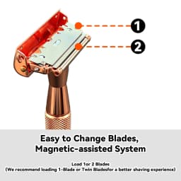 RZACLEA22T-1 double-layer safety razor with rolling wheel head, fashionable daily titanium alloy razor, rose gold with 10 blade