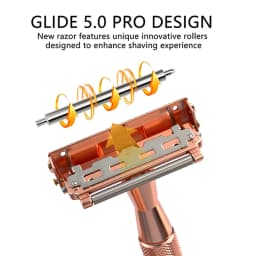 RZACLEA22T-1 double-layer safety razor with rolling wheel head, fashionable daily titanium alloy razor, rose gold with 10 blade