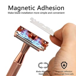 RZACLEA22T-1 double-layer safety razor with rolling wheel head, fashionable daily titanium alloy razor, rose gold with 10 blade