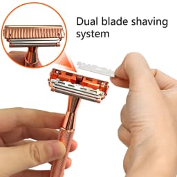 RZACLEA22T-1 double-layer safety razor with rolling wheel head, fashionable daily titanium alloy razor, rose gold with 10 blade