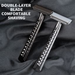 Classic Metal Double-Layer Semi-Blade Razor Manual Shaving Razor Stainless Steel Double-Sided Blade Beard Razor