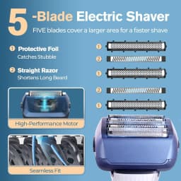 Hatteker 5-Blade Beard Clipper for Man Professional Foil Shaver Waterproof Electric Razor with LED Display USB Rechargeable