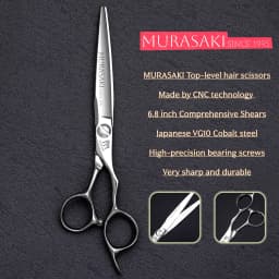 MURASAKI Top-level Hairdressing Scissors, 5.7-6.3-6.8 Inch Barber Shears, Made by CNC and VG10 Cobalt Steel, Sharp and Durable