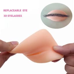3D Eyelash Mannequin Eyesfor Eyelash Practice, Flat Doll Head, Korean Makeup Tool,False Eyelash Grafting Training Mannequin Head