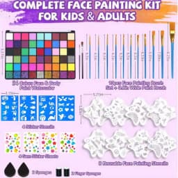 54 Colors Face Painting Kit for Kids,Body Paint for Adults, Non Toxic Makeup Professional for Festivals,Birthday Parties,events